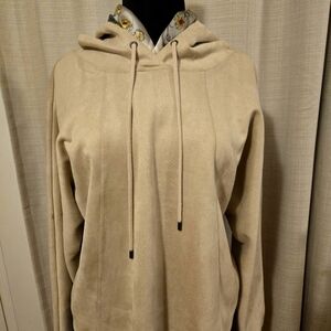 Tahari Faux Suede Cropped Hoodie 1X